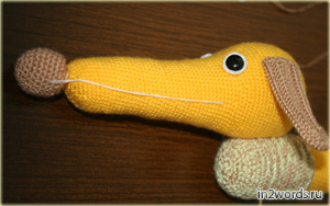 Hecho a mano Dachshund. Crochet. Amigurumi arte.