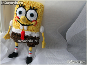 Игрушка Спанч Боб (Sponge Bob). Авторский Губка Боб handmade. Вязание крючком и спицами.